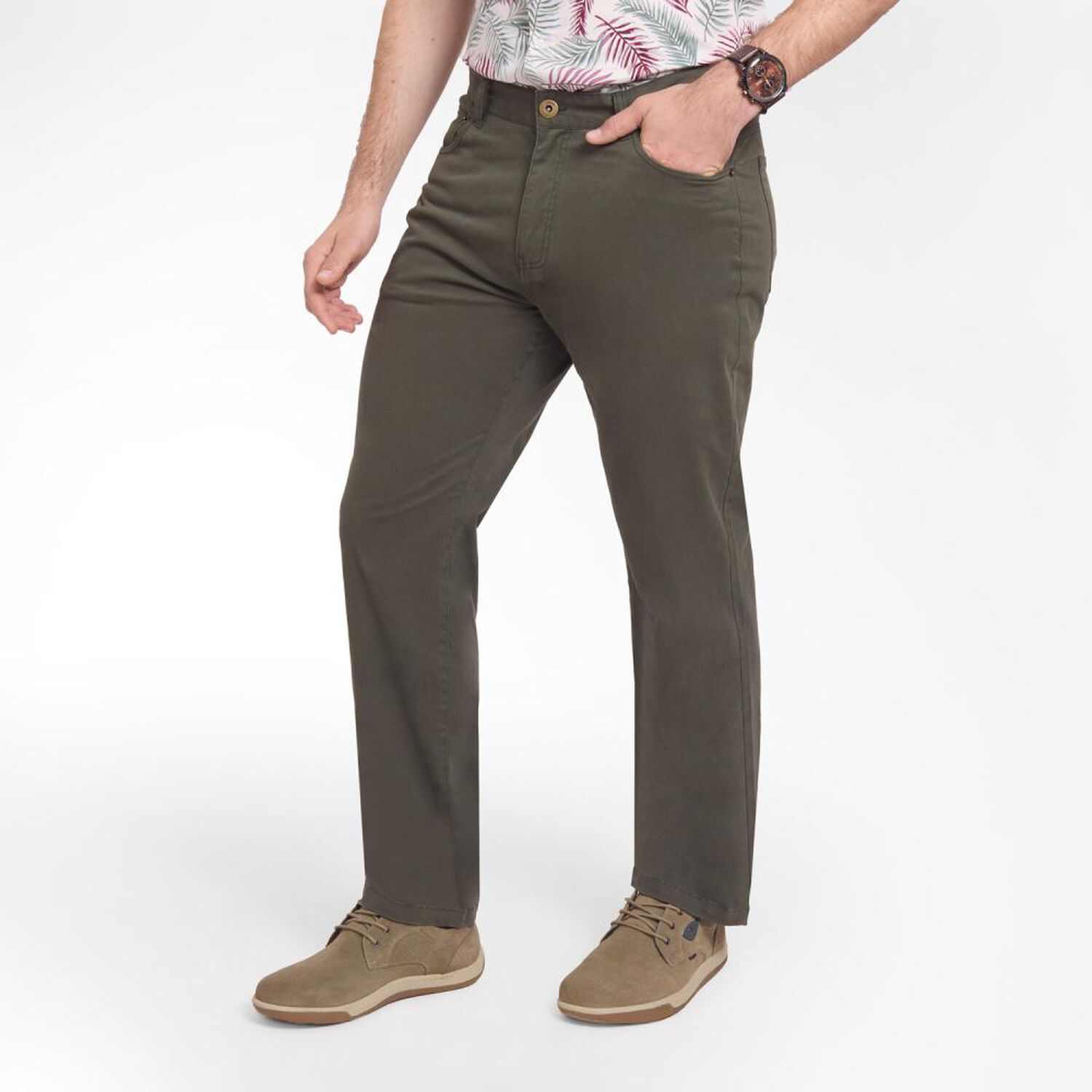 Pantal&oacute;n Liso Tiro Medio Regular Hombre Peroe image number 2.0