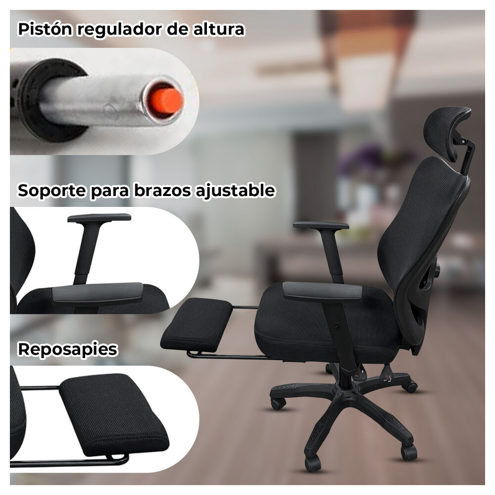 Silla Ergonómica Reclinable Con Reposapiés Máximo Confort Para Tu Oficina image number 1.0