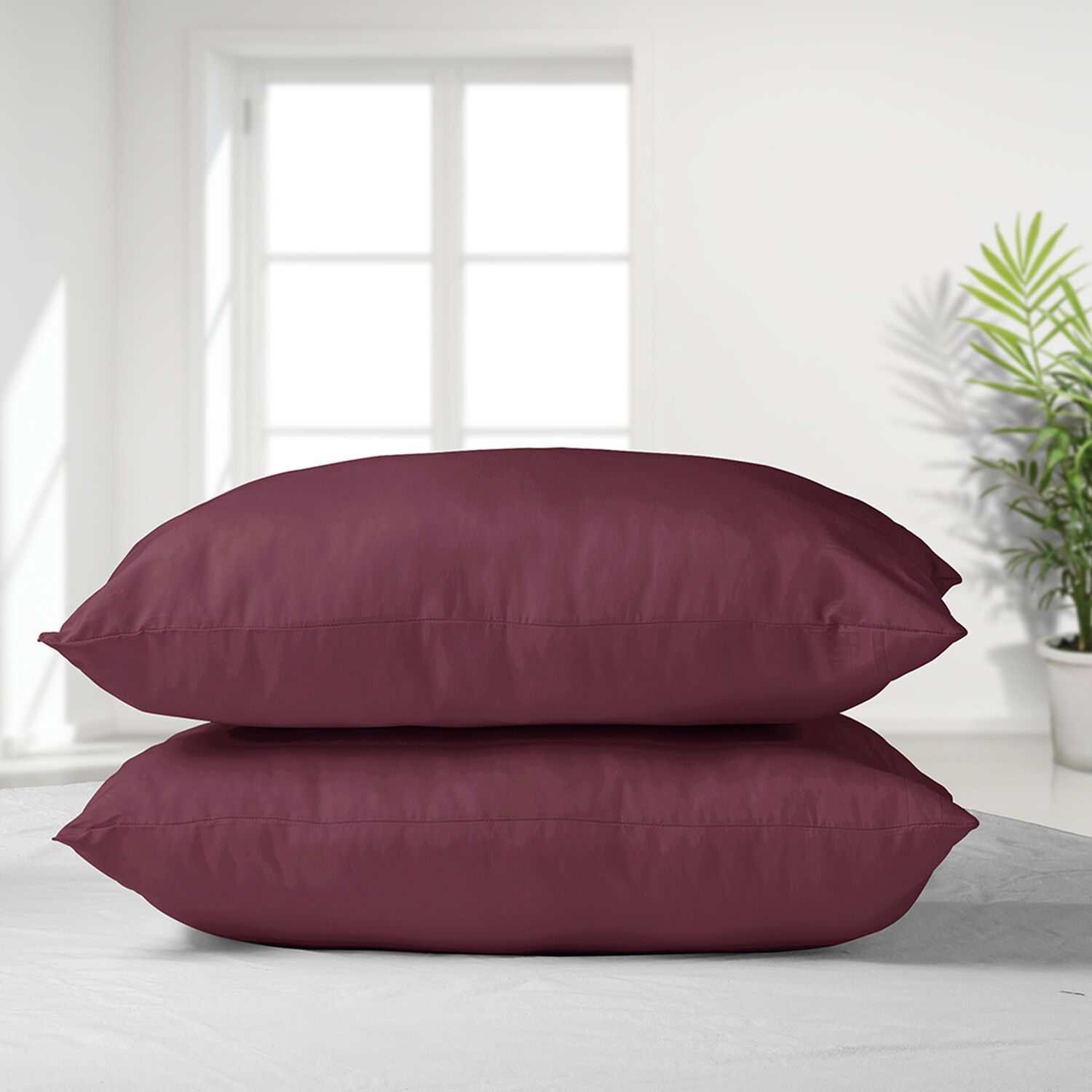 Set 2 Almohadas Eco Burdeo 50x70 image number 0.0
