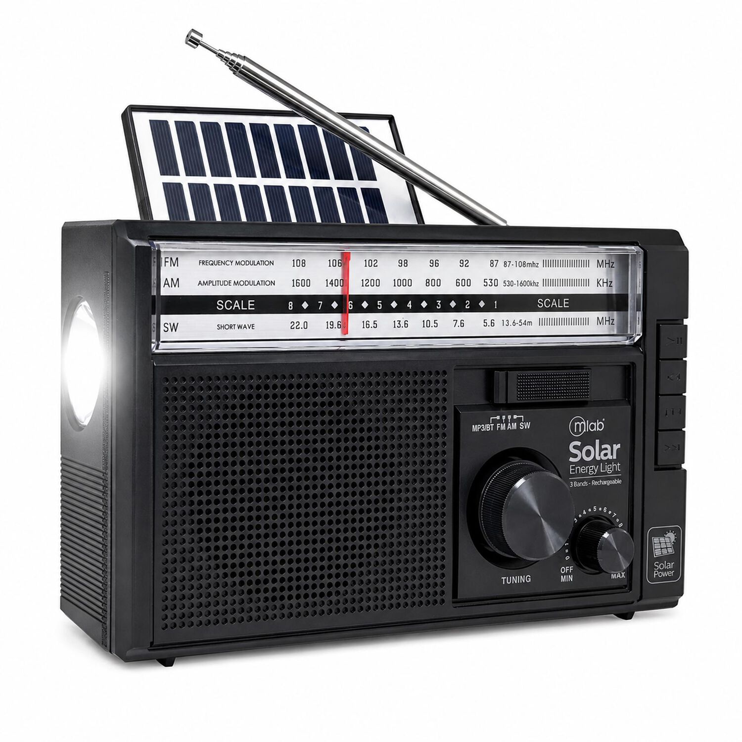 Radio Am/ Fm/ Sw/ Bt Recargable Usb-c + Carga Solar & Pilas image number 0.0