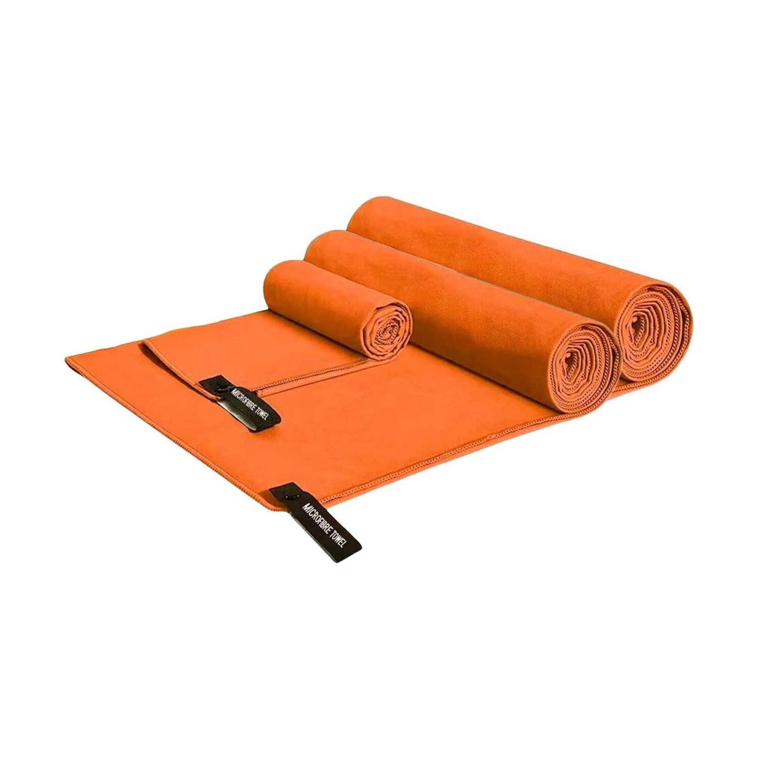 Set 3 Toallas Ba&ntilde;o Viaje Microfibra Secado R&aacute;pido Naranja image number 2.0