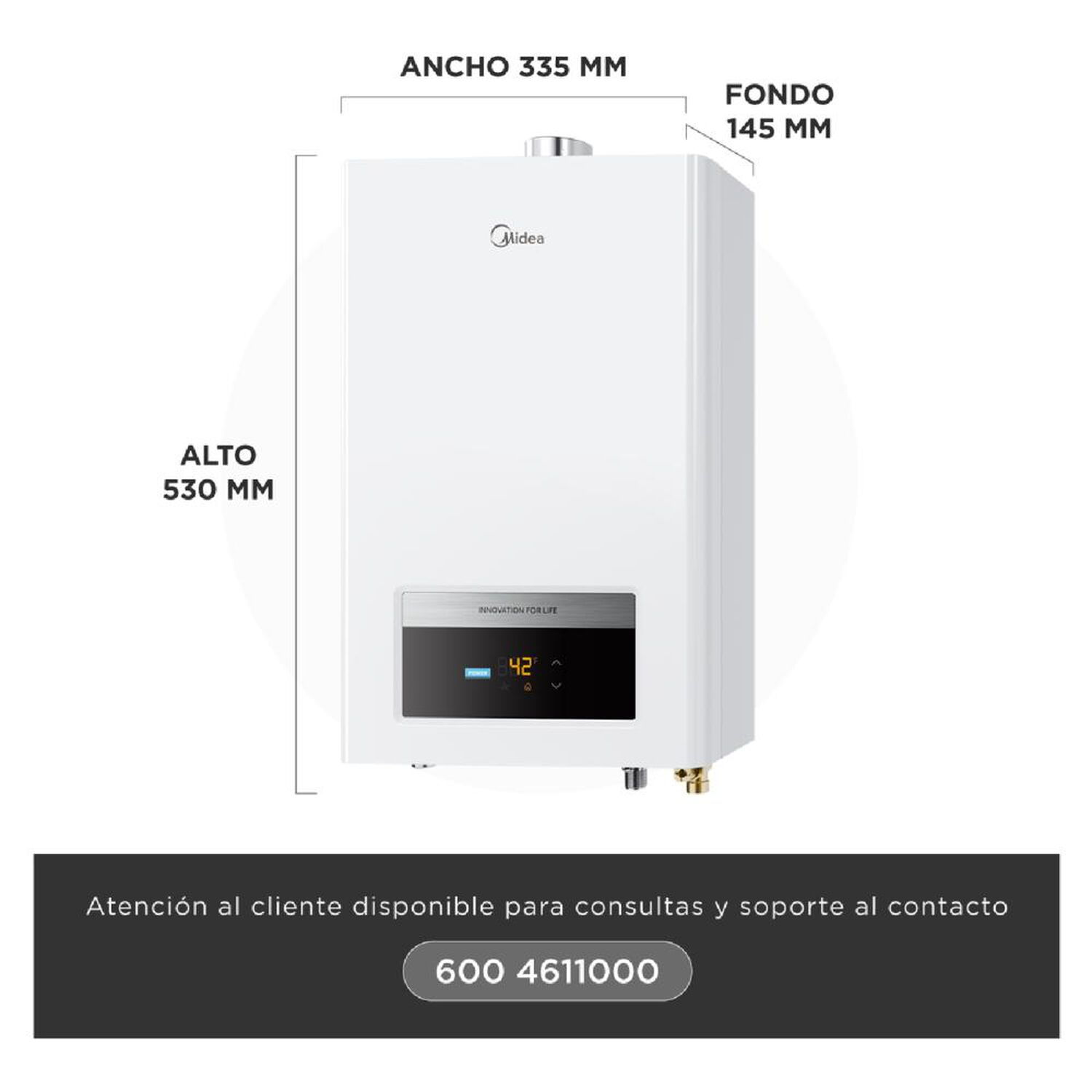 Calefont Midea MGWH10-20EQPCLW-GL / Tiro Forzado / Gas Licuado  / 10 Litros image number 2.0