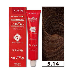 Brillansilk - Tintura Tono Sobre Tono Sin Amoníaco Silkey 60g + Oxidante - 5.14 Castaño Claro Coffee