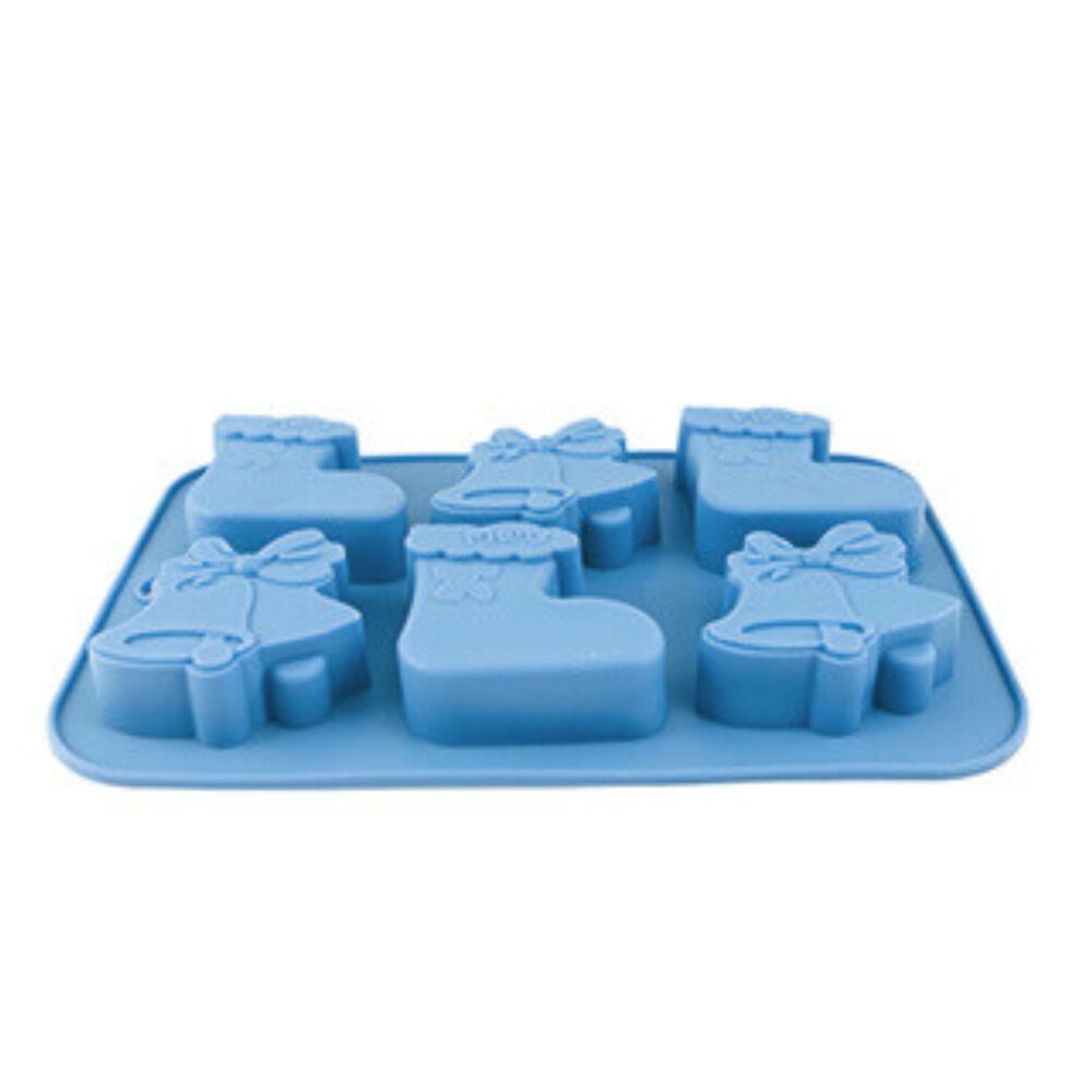 Molde De Silicona Para Queques Tortas Botas Campanas Azul image number 1.0