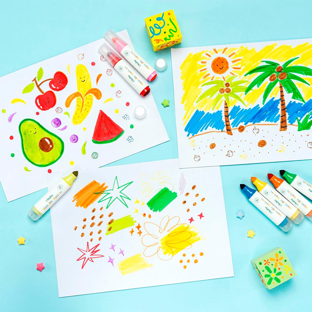 Ohuhu 12 Stamper Marcadores Lavables Base Agua Doble Punta image number 7.0