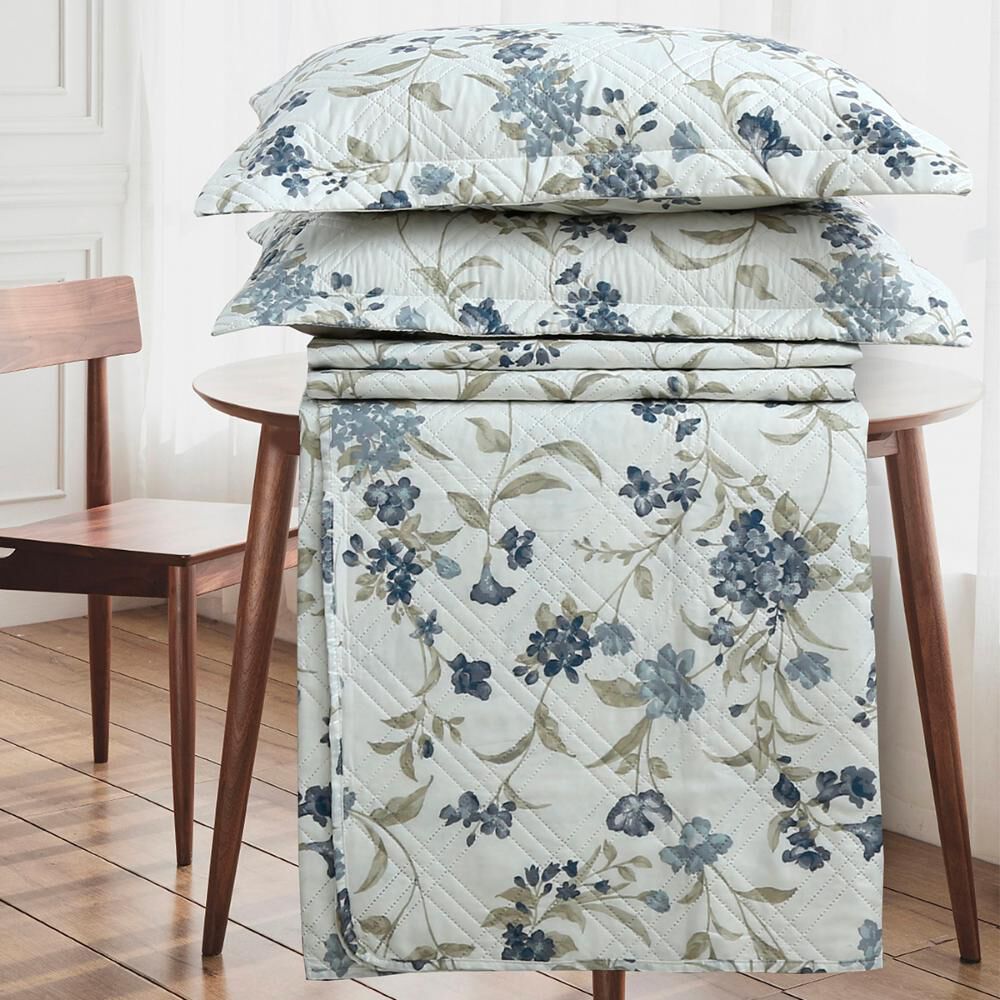 Quilt Andes Estampado Hojas Azul image number 1.0