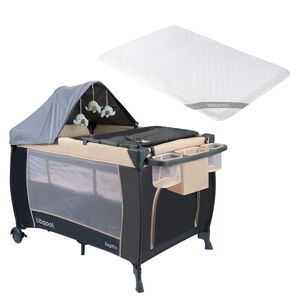 Cuna Playard Sagitta Beige + Colch&oacute;n De Viaje Plegable