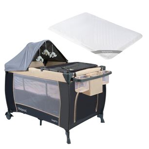 Cuna Playard Sagitta Beige + Colch&oacute;n De Viaje Plegable