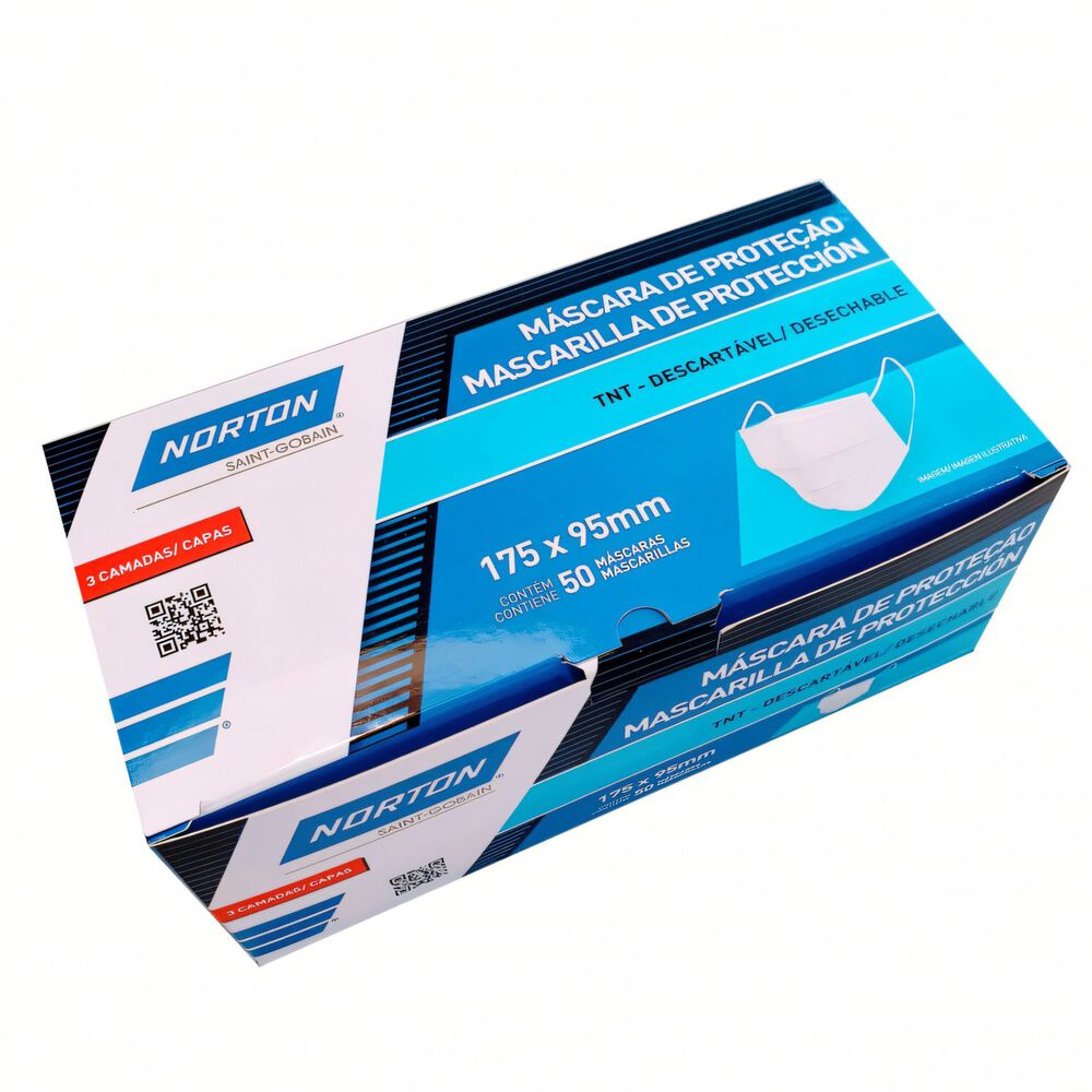 Mascarilla Desechable 3 Pliegues Blancas 50un. - Norton image number 0.0