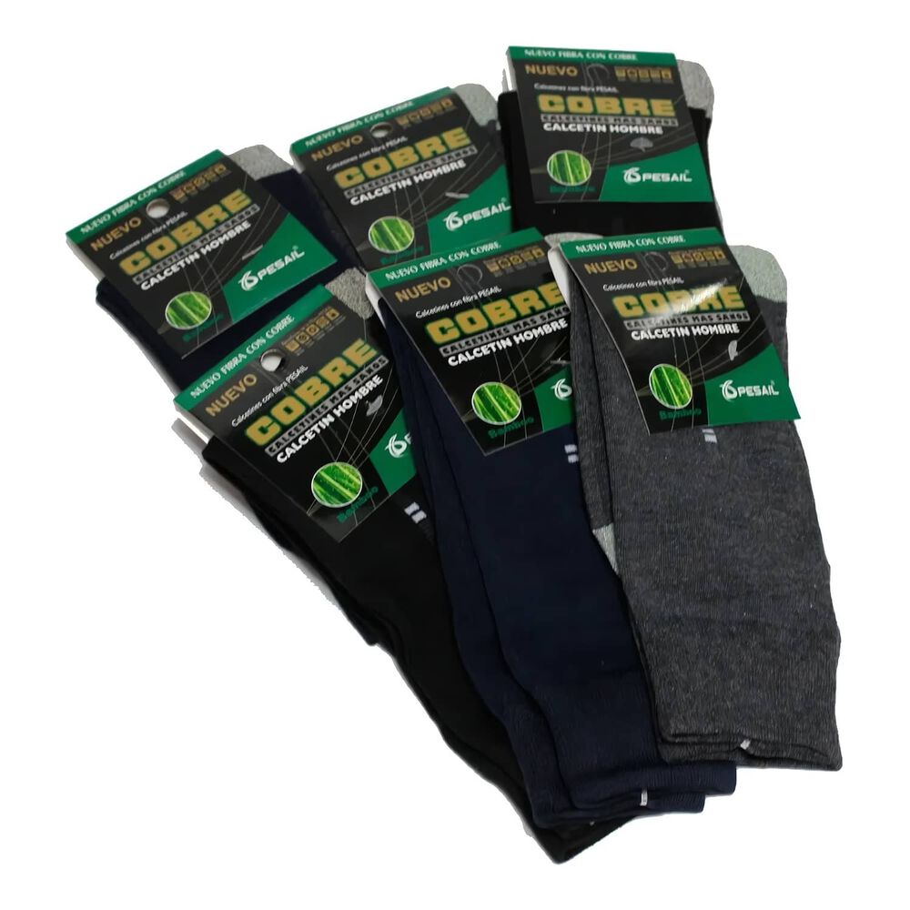 Calcetines De Algod&oacute;n Y Cobre Para Hombre 12 Pares image number 4.0