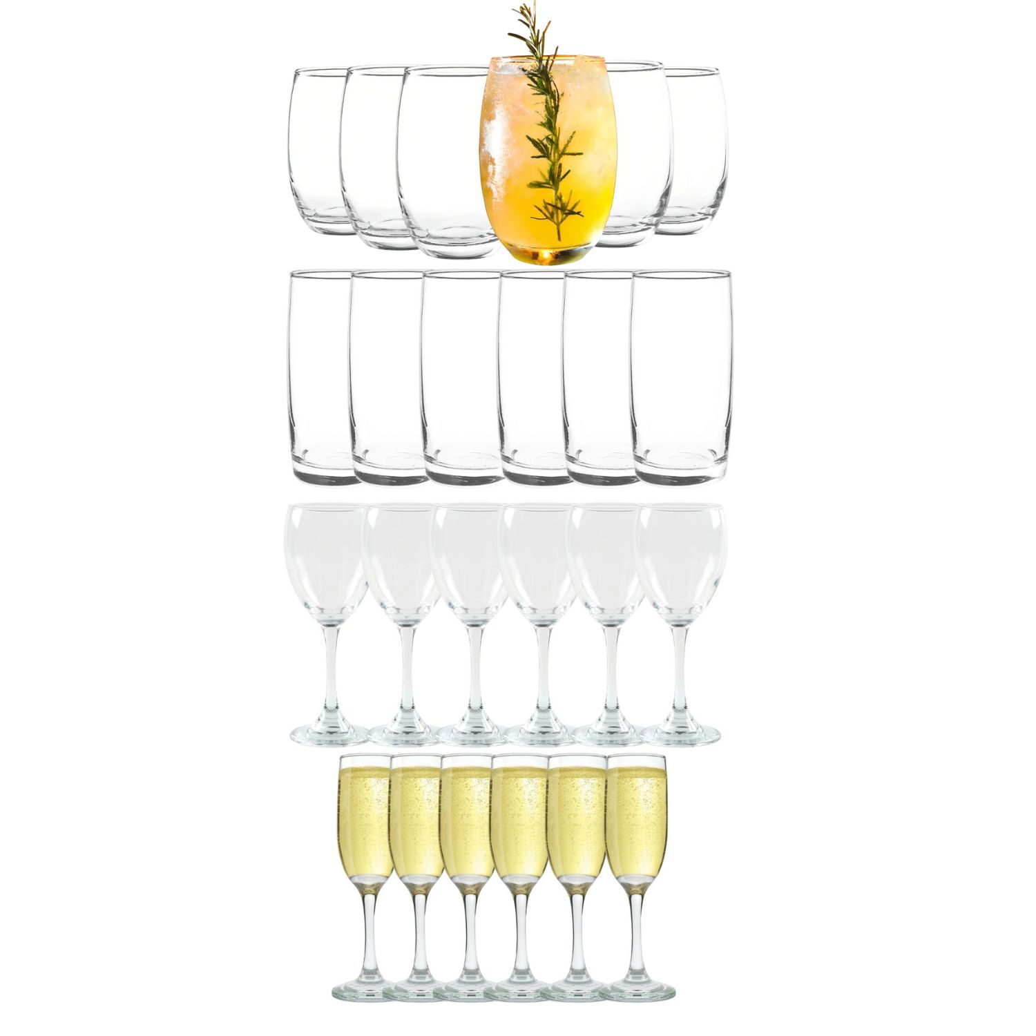 Set 24 Copas Vasos Vidrio Transparente Cristar Celebraciones image number 0.0