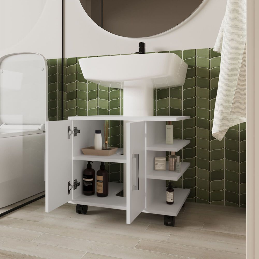 Mueble Baño Piso Lavamanos 2 Puertas Fm-009b - Blanco image number 5.0