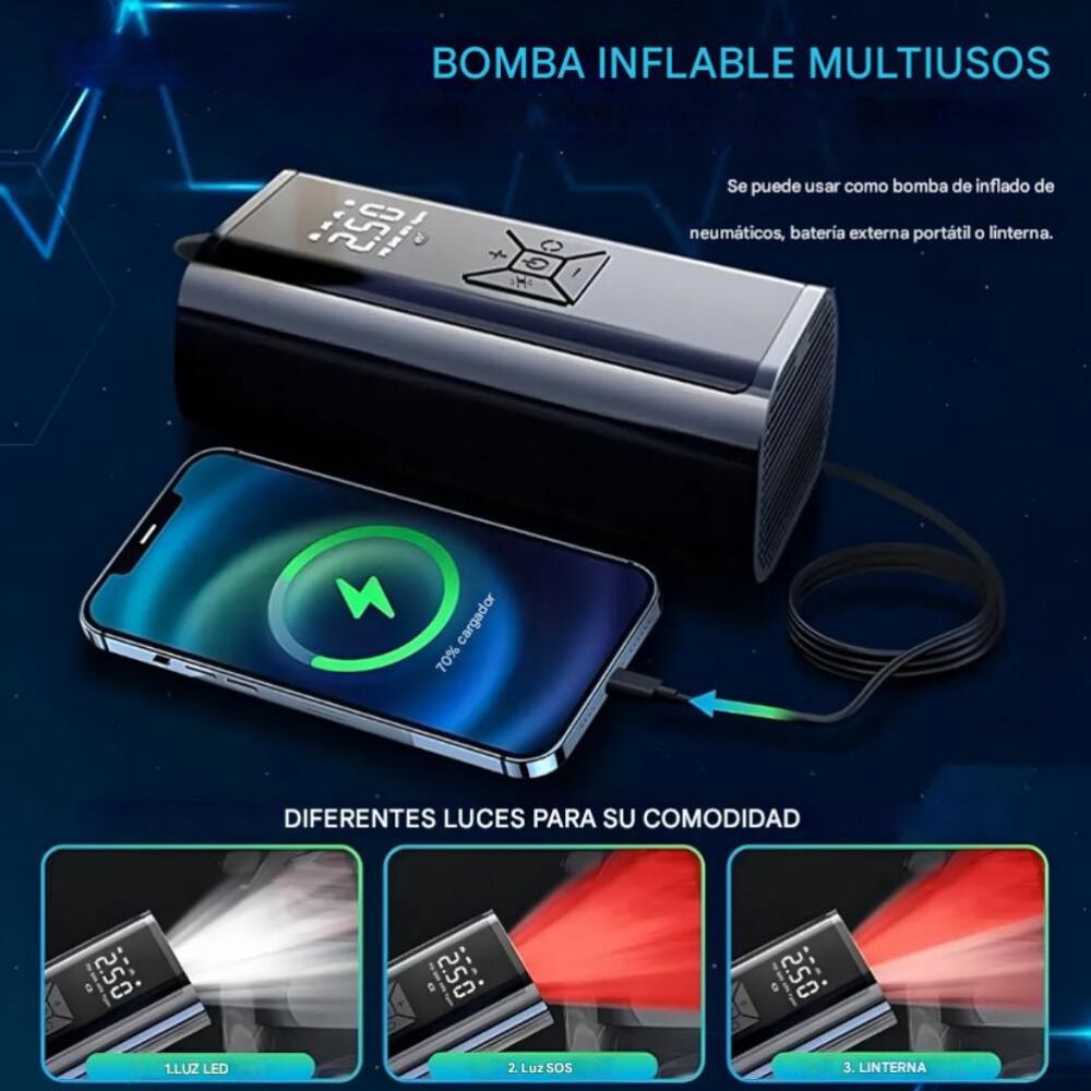 Compresor De Aire Portátil Inflador De Neumáticos Digital image number 11.0