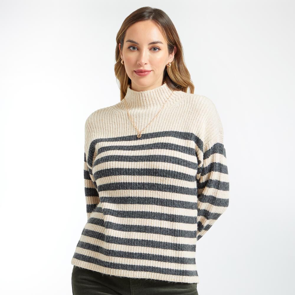 Sweater Melange Listado Cuello Alto Mujer Geeps image number 0.0