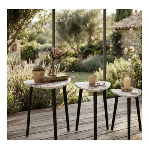 Set 3 Mesas Nido Marmolada Dise&ntilde;o Escalonado Living