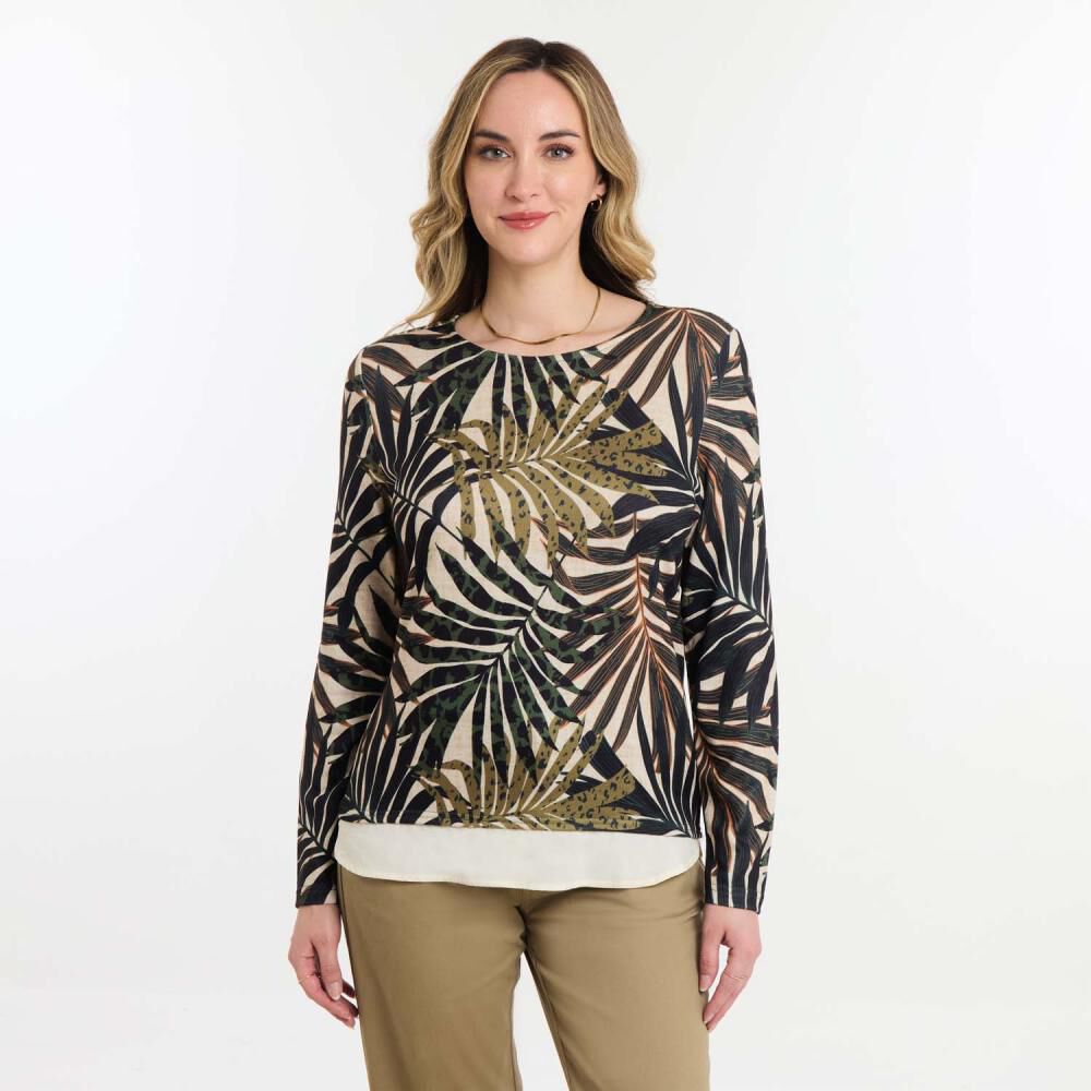 Sweater Full Print Manga Larga Cuello Redondo Mujer Geeps image number 0.0