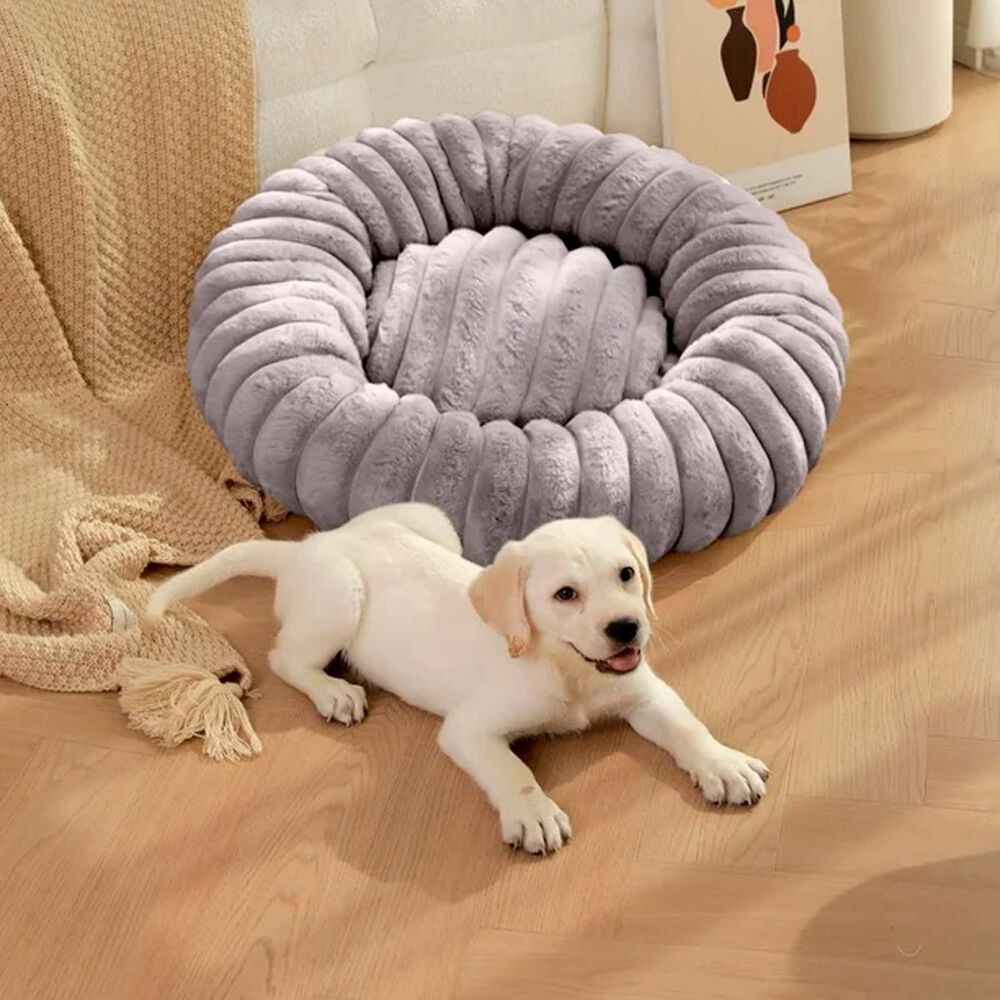 Cama Suave Redonda Antideslizante Para Mascotas 70cm Gris image number 3.0