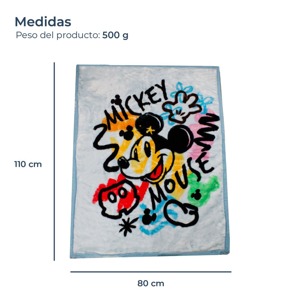 Frazada Ultra Soft Mickey Mouse 80x110cm Celeste Disney image number 3.0