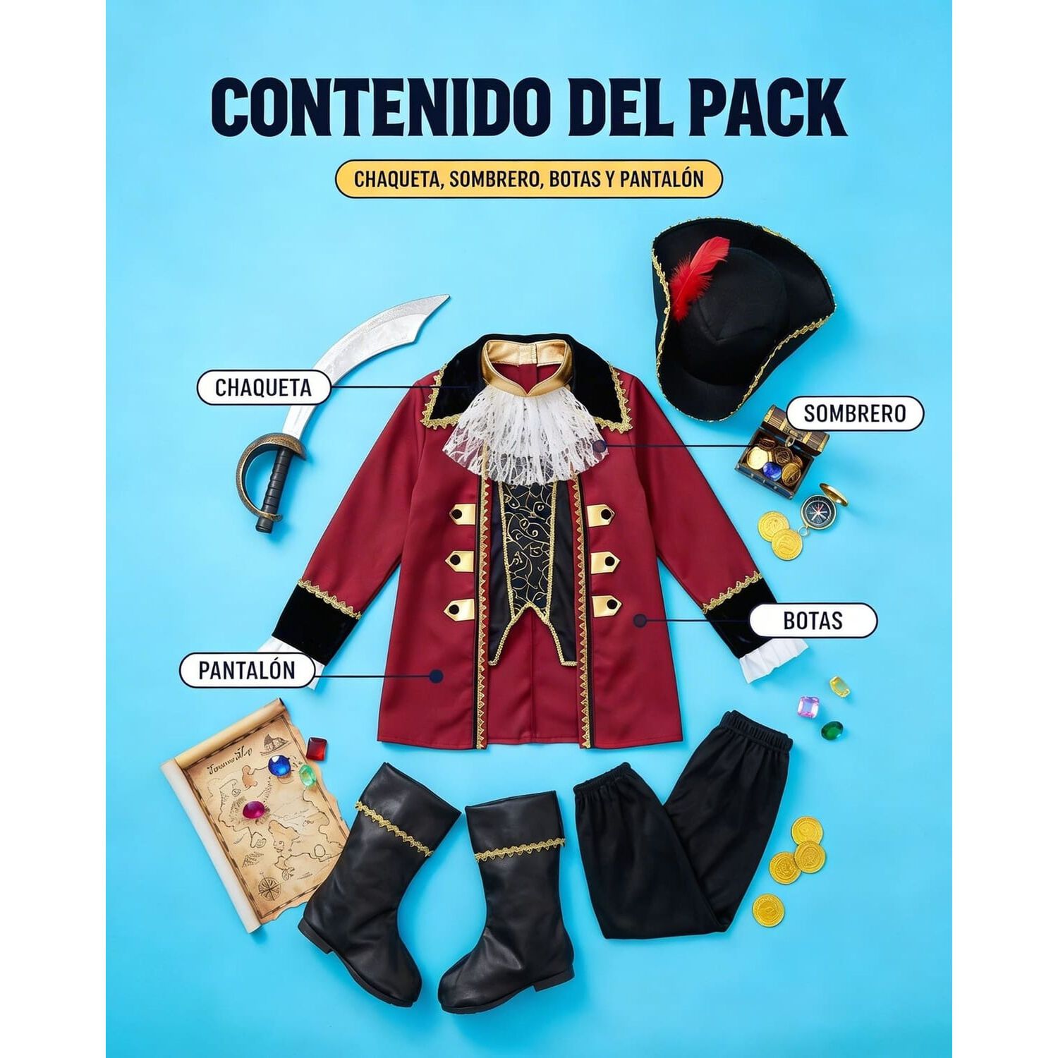 Disfraz Cosplay Pirata Corsario Piratas Infantiles Todos Ni&ntilde;o image number 1.0