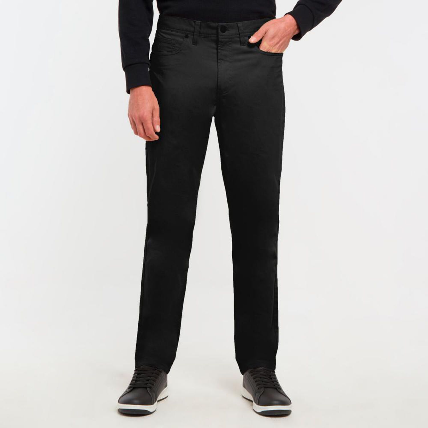 Pantal&oacute;n Liso Tiro Medio Slim Hombre Az Black image number 0.0