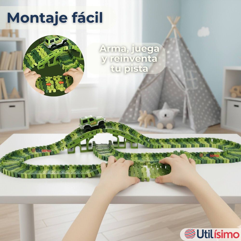 Pista Carreras De Auto Juguete Flexible Dinosaurio 120 Piezas Ni&ntilde;os image number 6.0