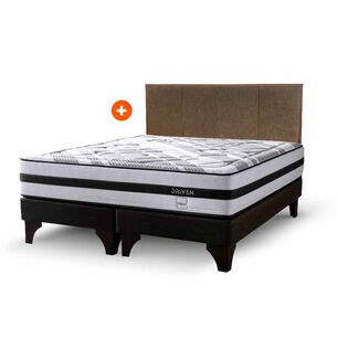 Cama Europea Rosen Driven / Base Dividida / 2 Plazas + Respaldo Merida