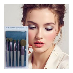 Set De 5 Brochas De Maquillaje De Cerdas Seminaturales Con Estuche