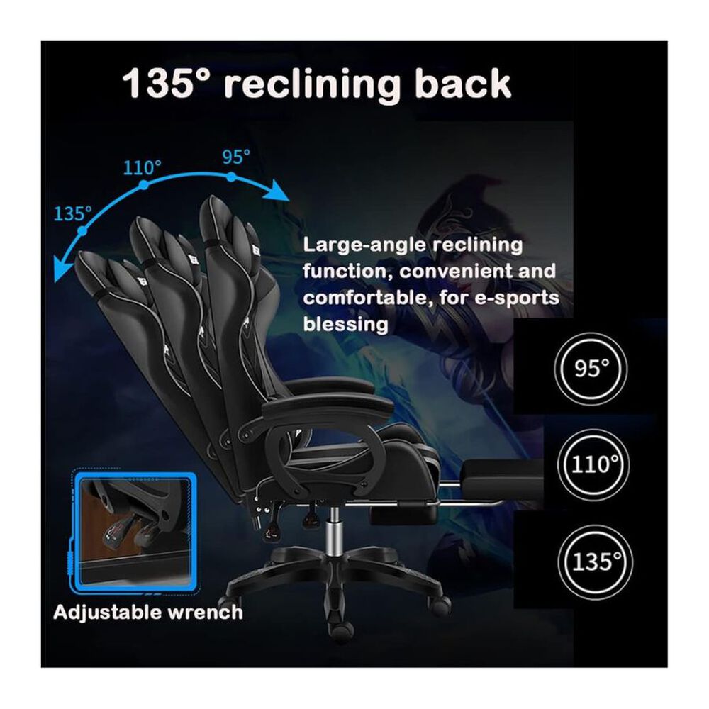 Silla De Escritorio Gamer Ergonómica Luz Led Rgb Y Masajeador Azul image number 1.0