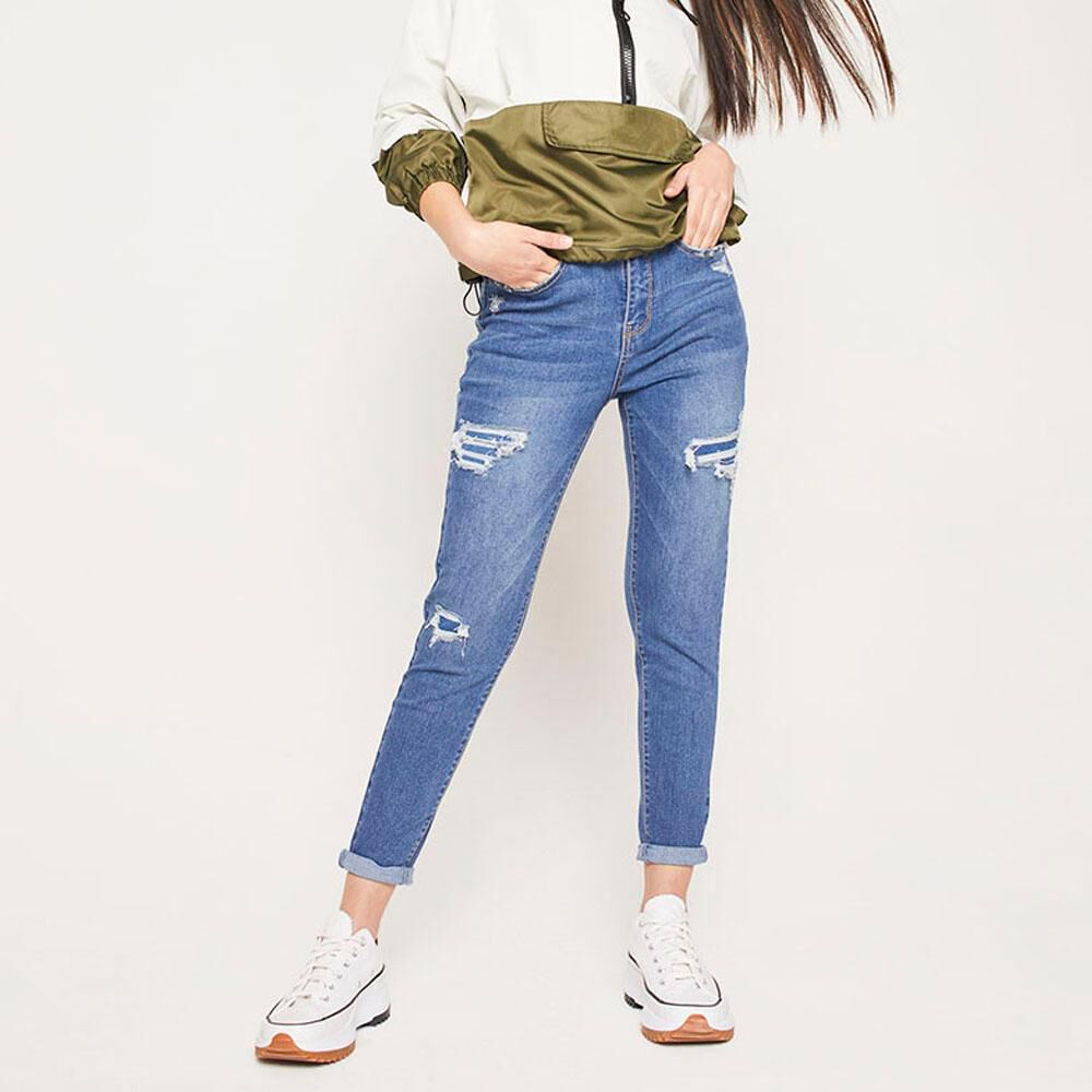 Jeans Con Roturas Y Parches Tiro Alto Super Skinny Mujer Freedom image number 1.0