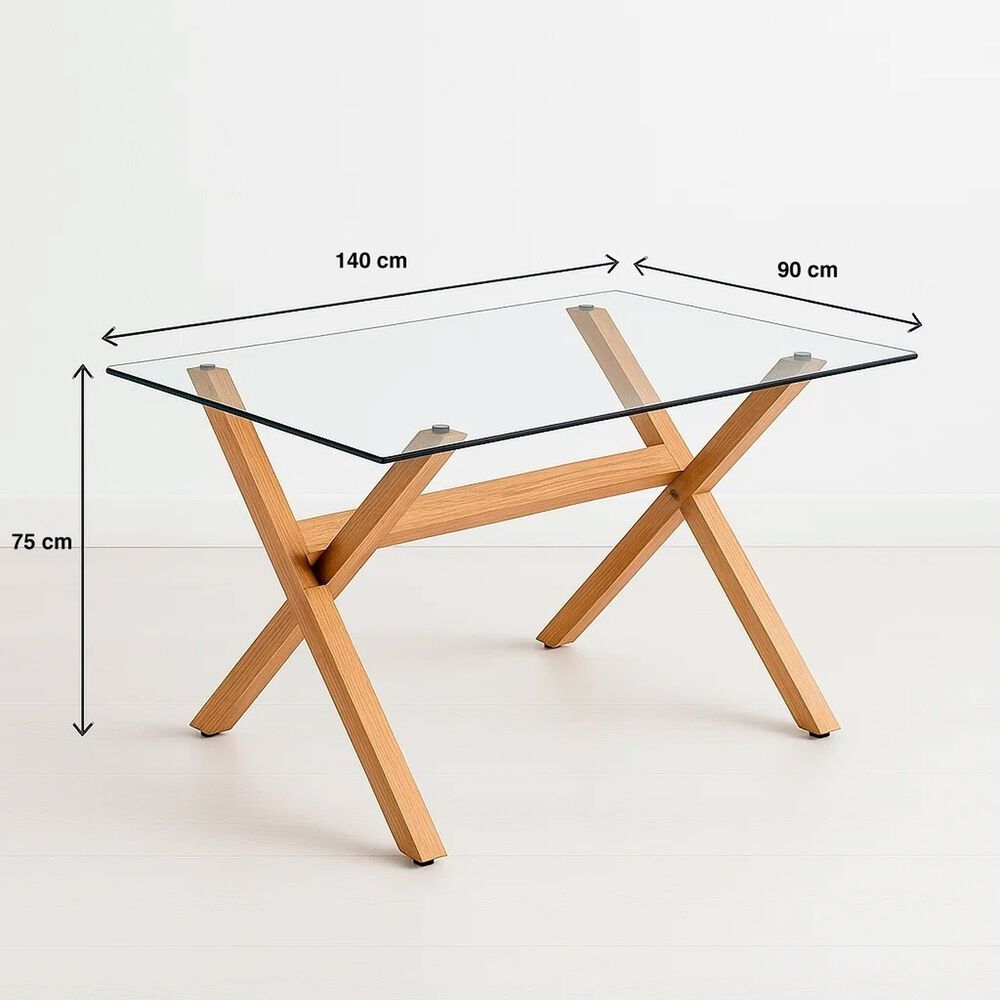 Mesa De Comedor Rectangular Vidrio Cross 140x90cm image number 10.0