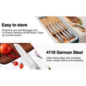 Cuchillos Cocina Acero Inoxidable 14 Piezas Profesional Plateado