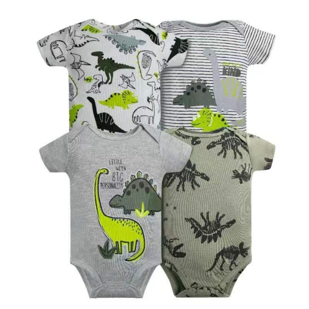 Pack 4 Bodys Ni&ntilde;o Manga Corta Tedmimak 100% Algod&oacute;n Dinosaurios Animados image number 0.0