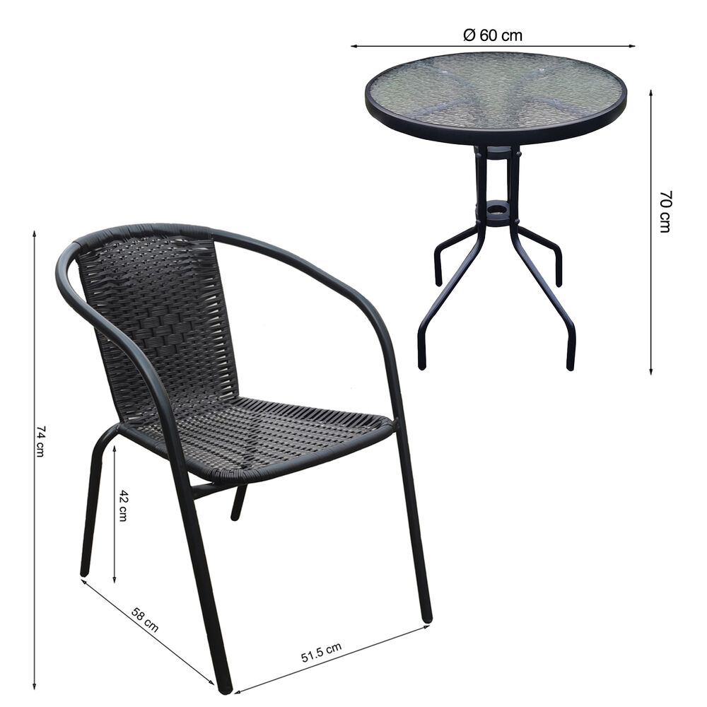 Set Terraza Maceio 2 Sillas + Mesa Vidrio 70x60 Cm Negro image number 5.0