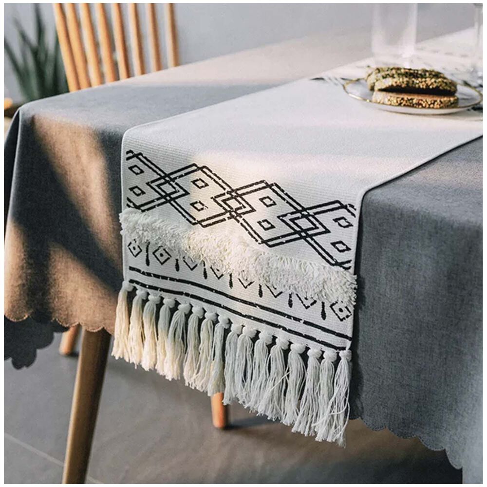 Camino De Mesa De Lino Tejido Con Dise&ntilde;o 35*180cm Mod04 image number 1.0