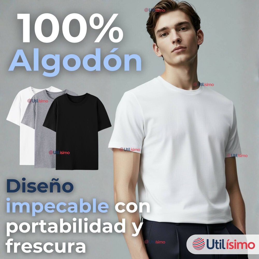 Pack 3 Camisetas Poleras 100% Algodón Básicas Lisa Elástica Hombre Colores Surtidos image number 3.0