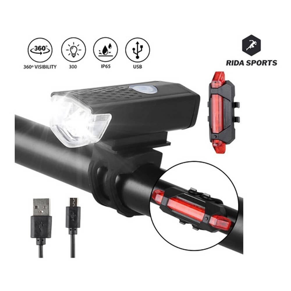 Pack Luz Bicicleta Delantera Y Trasera Recargable Usb image number 0.0