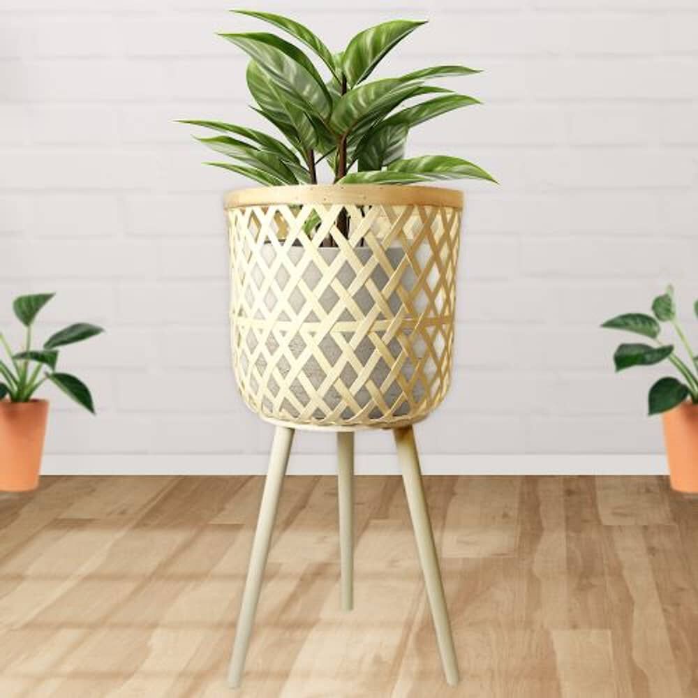 Porta Maceta Macetero Ratan Y Bambu L image number 2.0