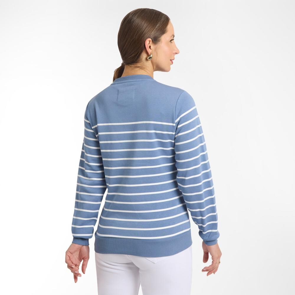 Poler&oacute;n Listado Con Aplicaci&oacute;n En Hombros Cuello Redondo Mujer Geeps image number 3.0