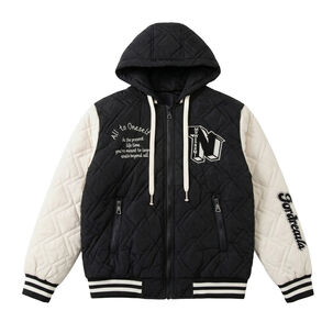 Chaqueta Varsity Bomber Acolchada Capucha Urbana Desmontable