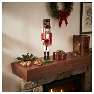 Cascanueces Navide&ntilde;o De Madera Soldado Espada 39cm