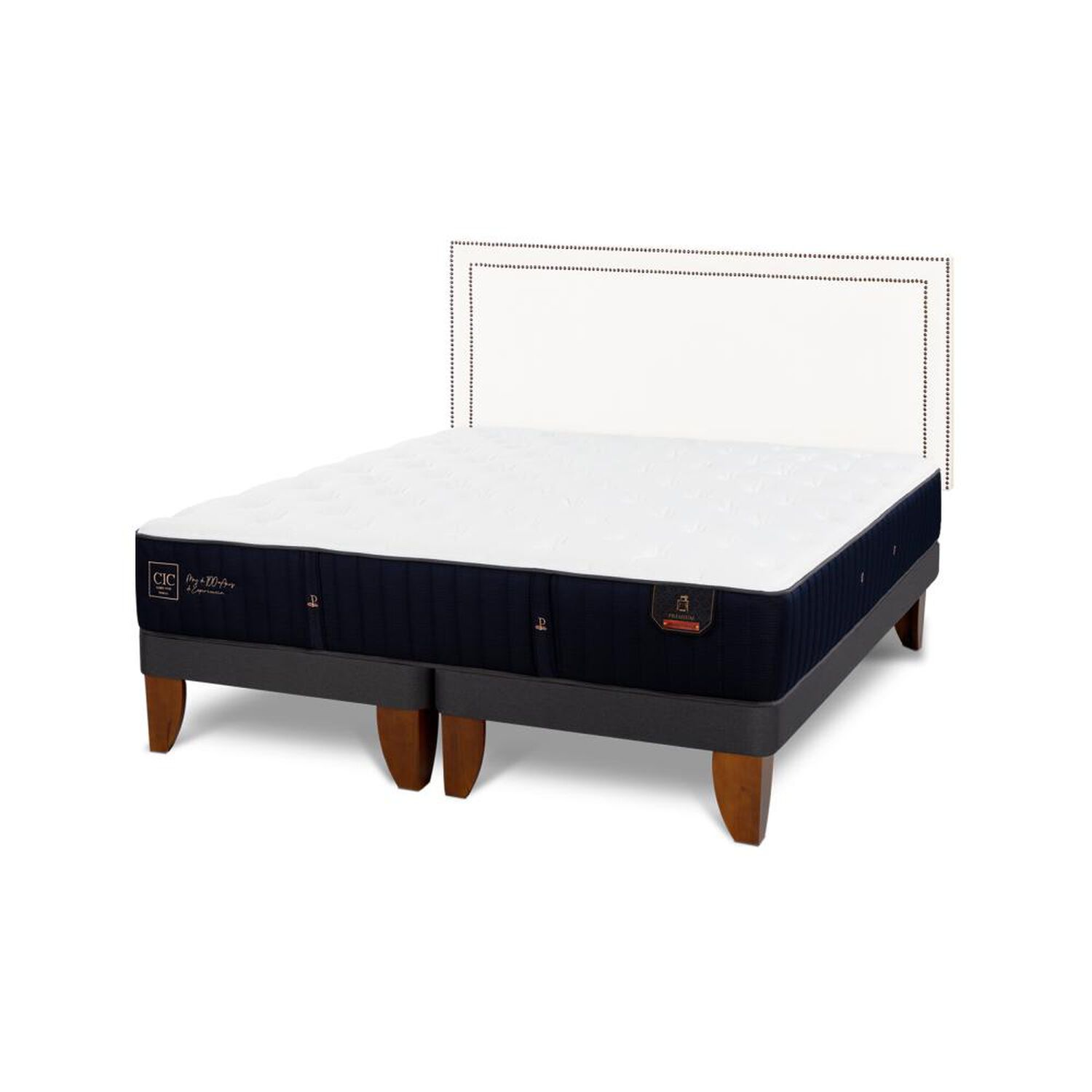 Cama Europea Cic Premium / 2 Plazas / Base Dividida + Respaldo image number 4.0