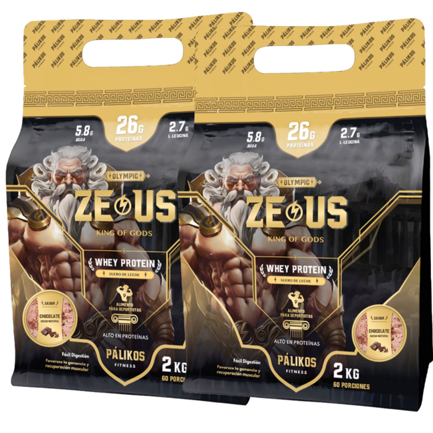 Pack Doble De Prote&iacute;na 4kg 100% Whey Protein - 2 X Doypack De 2kg(2 Chocolate) image number 0.0
