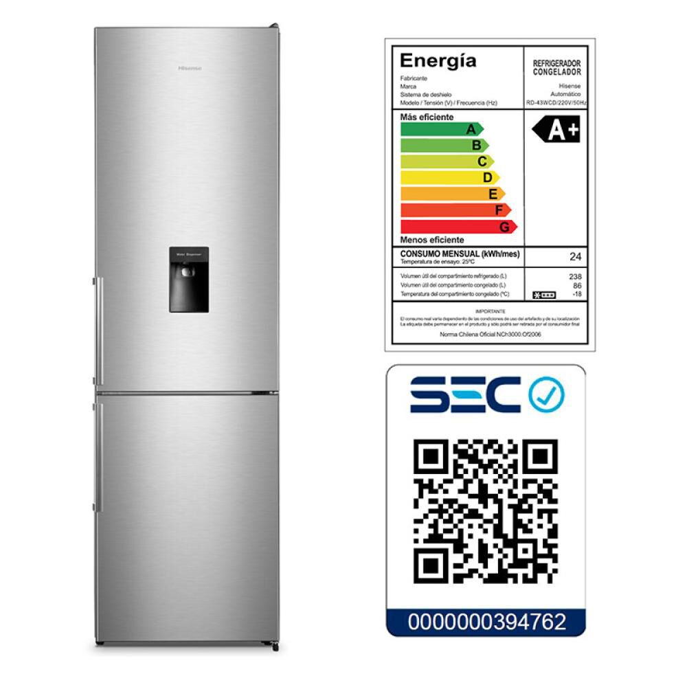 Refrigerador Bottom Freezer Hisense RD-43WCD / No Frost / 324 Litros / A+ image number 10.0