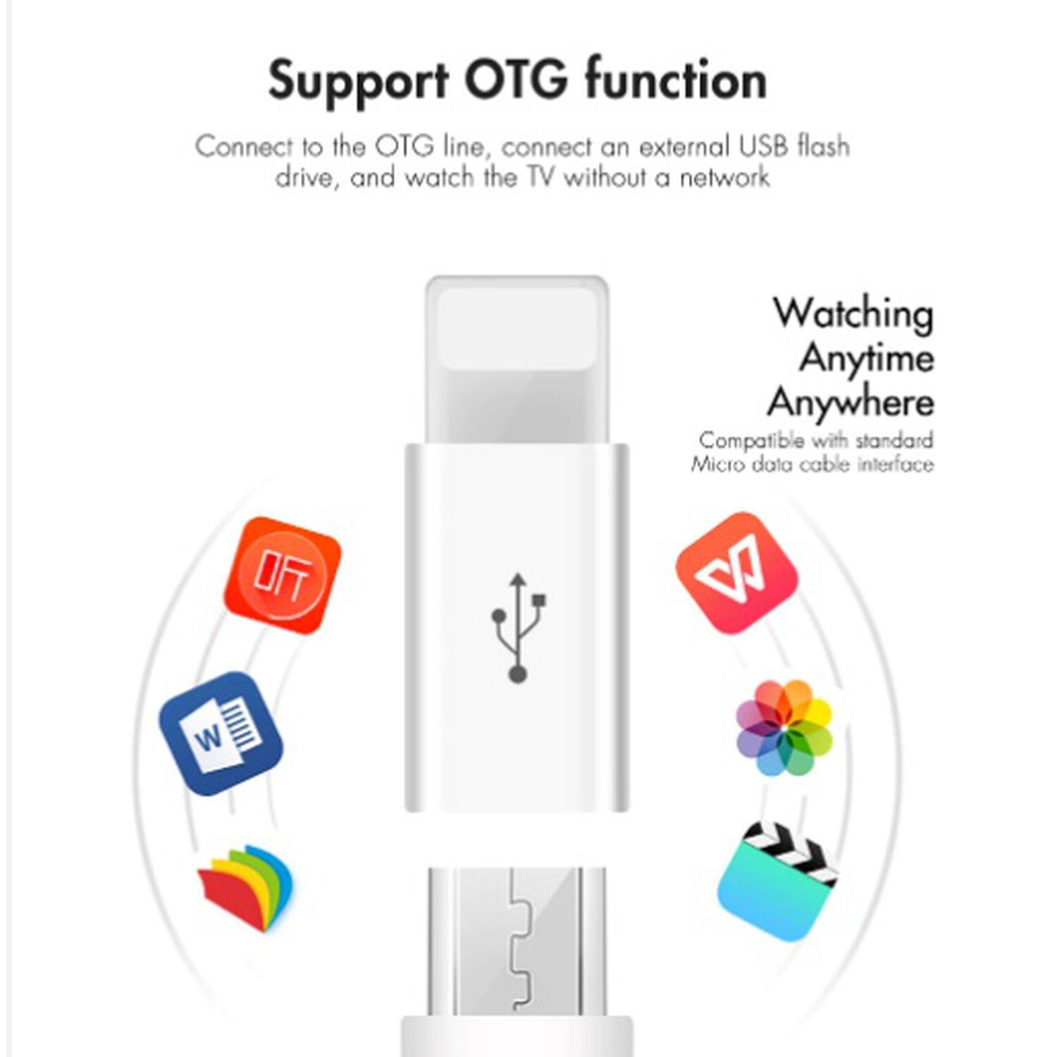 Adaptador Para Iphone Lightning Otg De 8 Pines Macho A Micro Usb V8 Hembra image number 2.0