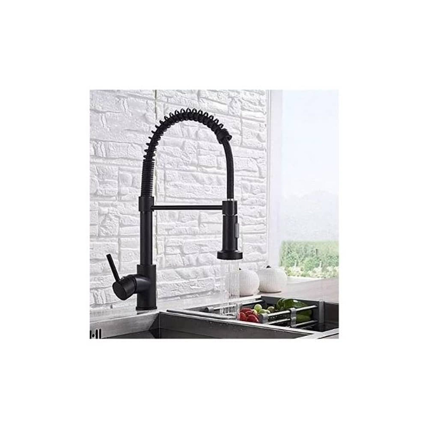 Grifo Llave Alta Monomando Cocina Rociador Flexible Negro image number 3.0