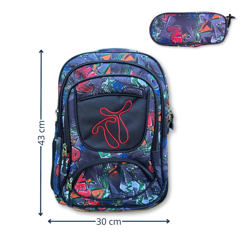 Mochila Escolar Con Estuche 43cm Diseño Estampado Surtido Grey image number 1.0