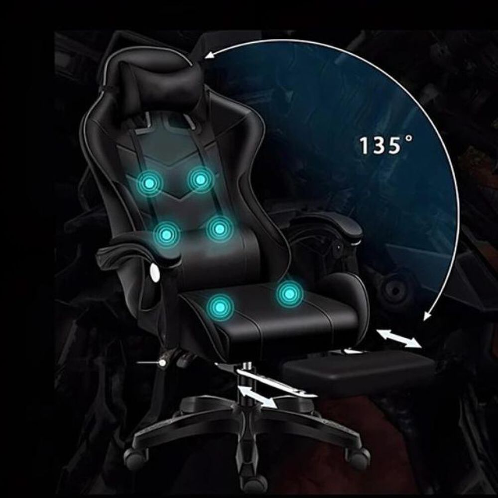 Silla Gamer Con Luz Rgb Reposapiés Y Masajeador Reclinable image number 2.0