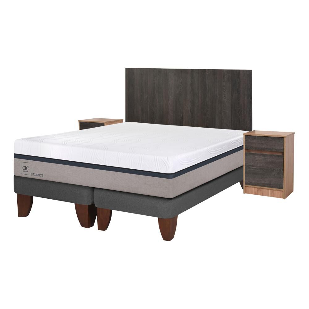 Cama Europea Cic Balance / 2 Plazas / Base Dividida + Set De Maderas image number 1.0