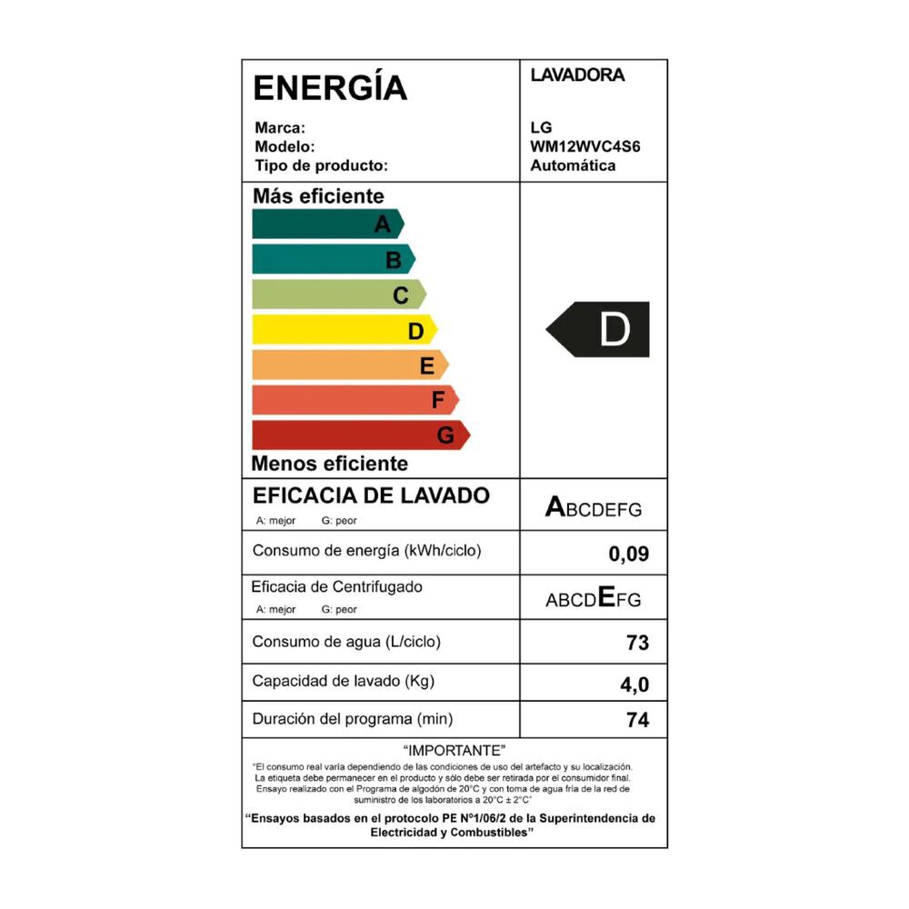 Lavadora Autom&aacute;tica Lg 12 Kg Wm12wvc4s6 image number 5.0