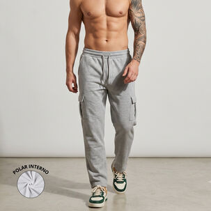 Pantalon Buzo Cargo Forro Polar Hombre